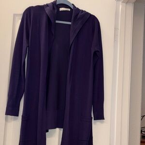 Elegant Purple Hooded Cardigan